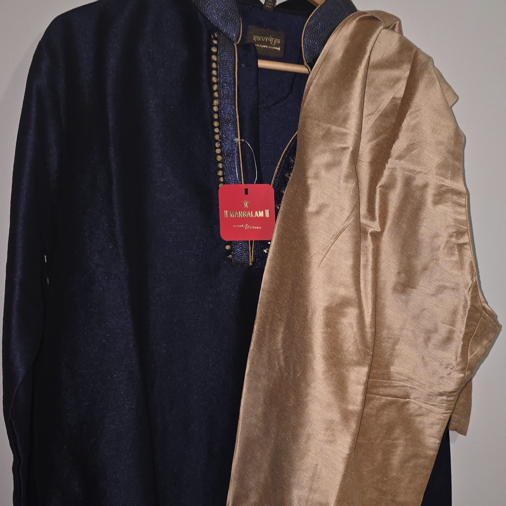Bombay Blue and Gold Kurta with Elegant Design